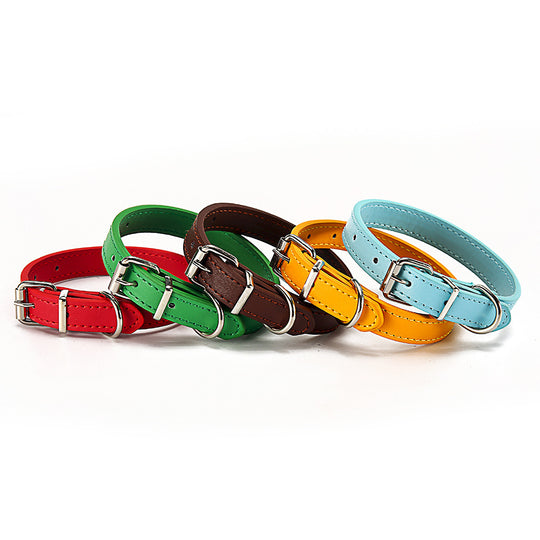 Premium Leather Dog & Cat Collar – Adjustable, Durable, Multi-Color Pet Neck Strap