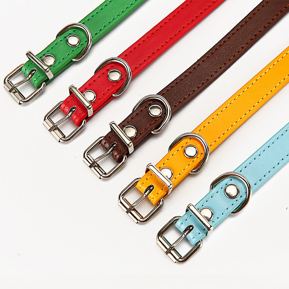Premium Leather Dog & Cat Collar – Adjustable, Durable, Multi-Color Pet Neck Strap