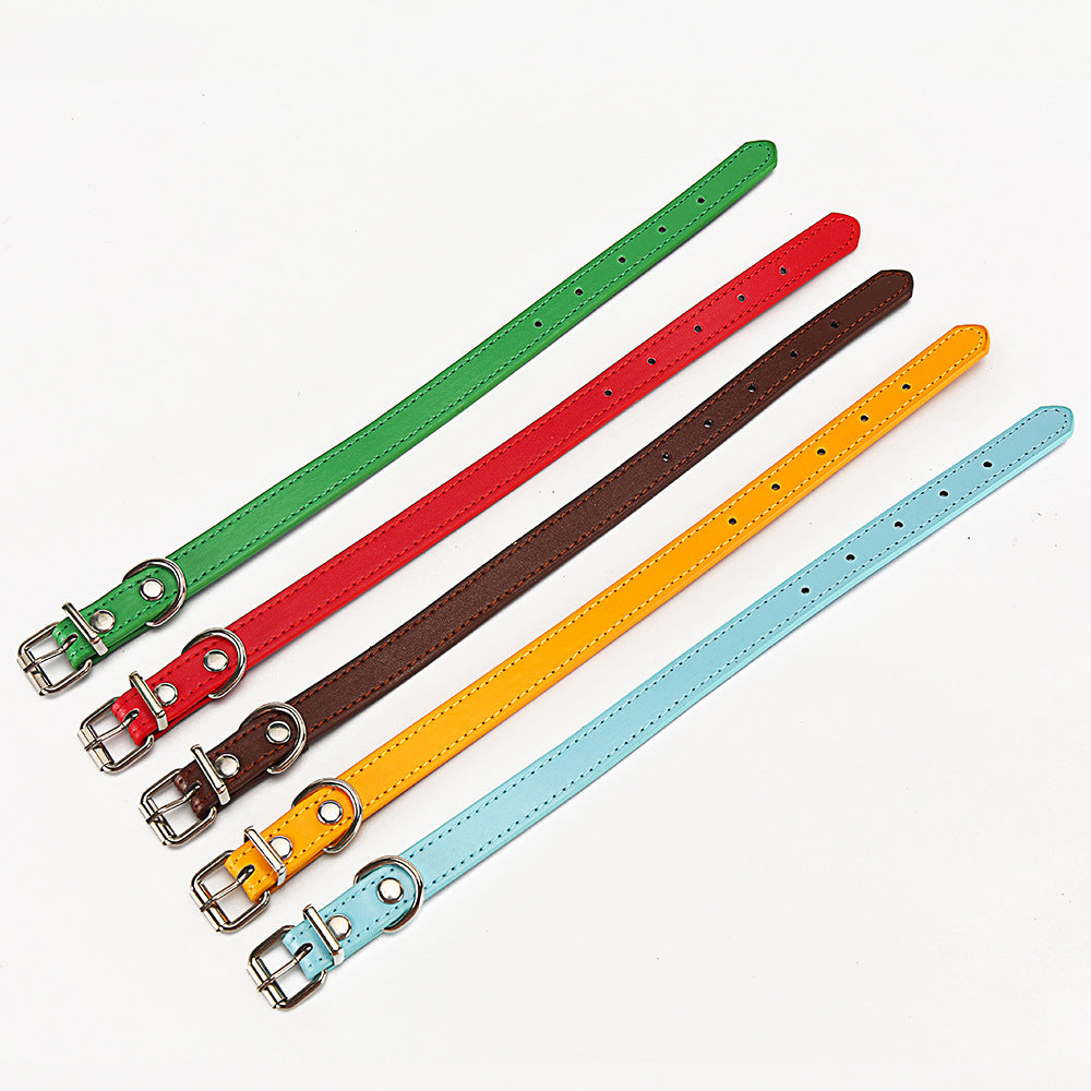 Premium Leather Dog & Cat Collar – Adjustable, Durable, Multi-Color Pet Neck Strap