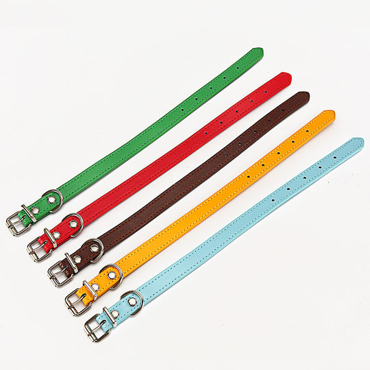 Premium Leather Dog & Cat Collar – Adjustable, Durable, Multi-Color Pet Neck Strap