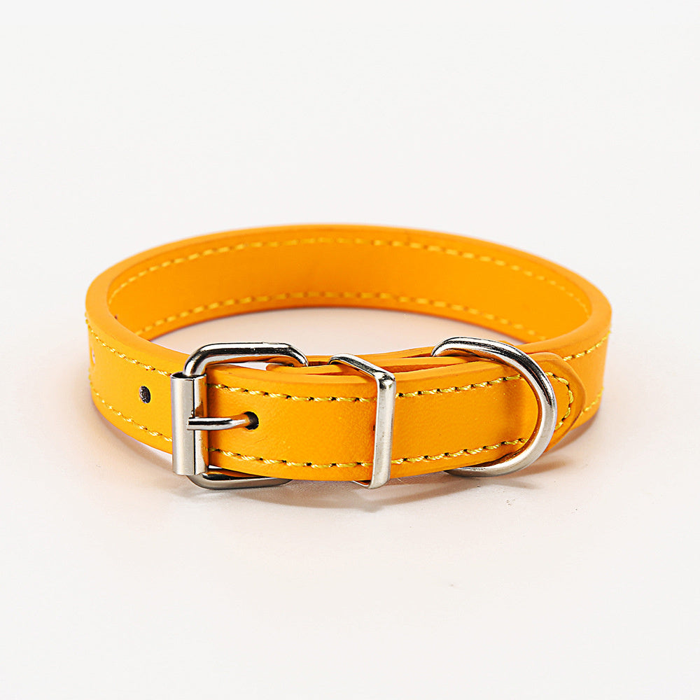Premium Leather Dog & Cat Collar – Adjustable, Durable, Multi-Color Pet Neck Strap