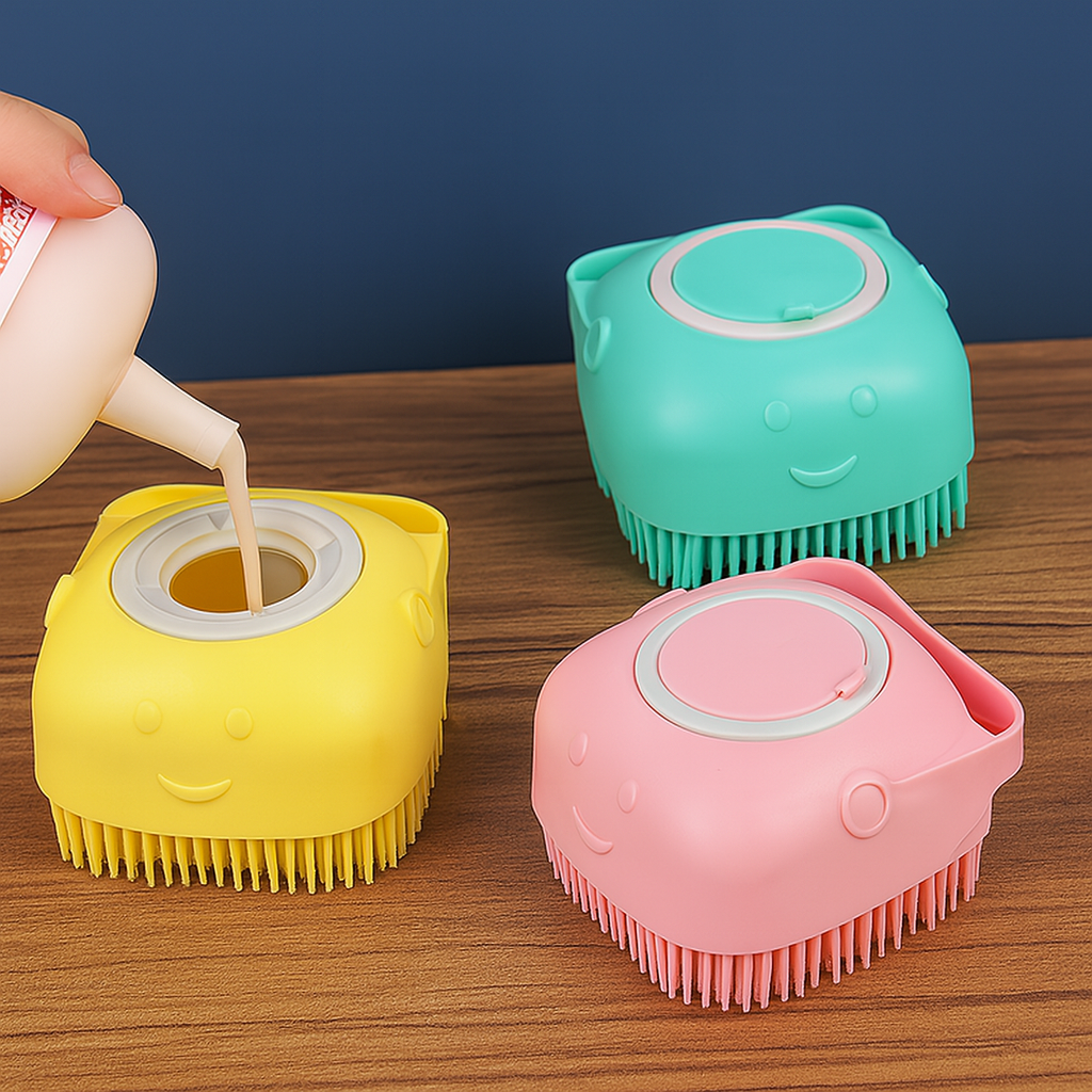 Silicone Dog Bath Massage Gloves Brush Pet Cat Bathroom Cleaning Tool Comb Brush For Dog Can Pour Shampoo Dog Grooming Supplies