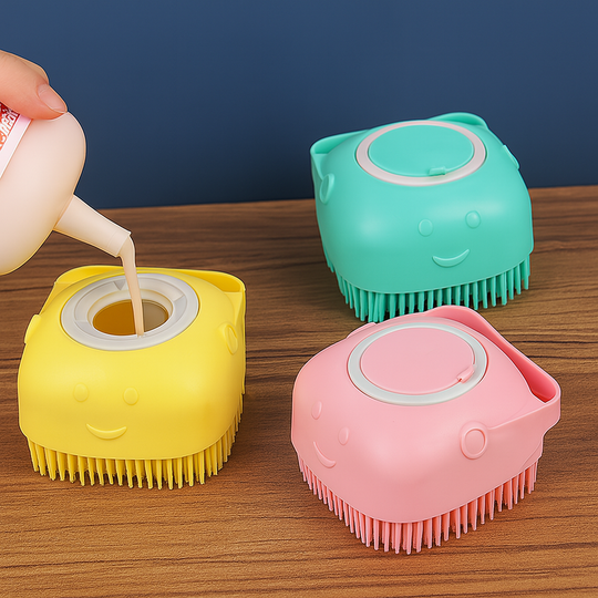 Silicone Dog Bath Massage Gloves Brush Pet Cat Bathroom Cleaning Tool Comb Brush For Dog Can Pour Shampoo Dog Grooming Supplies